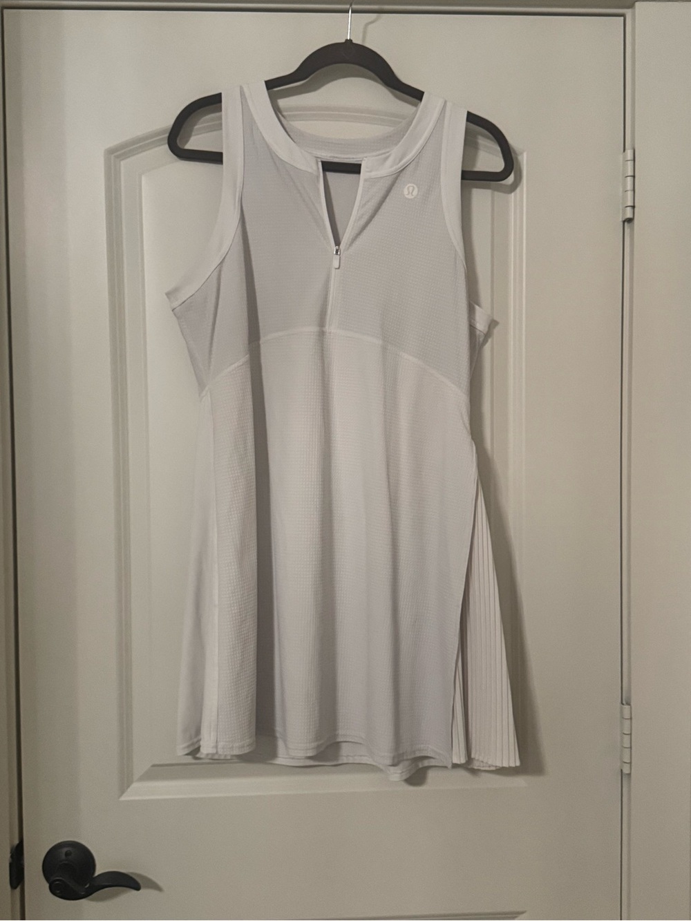lululemon athletica White Mesh Athletic Tank Dress with Front Zip